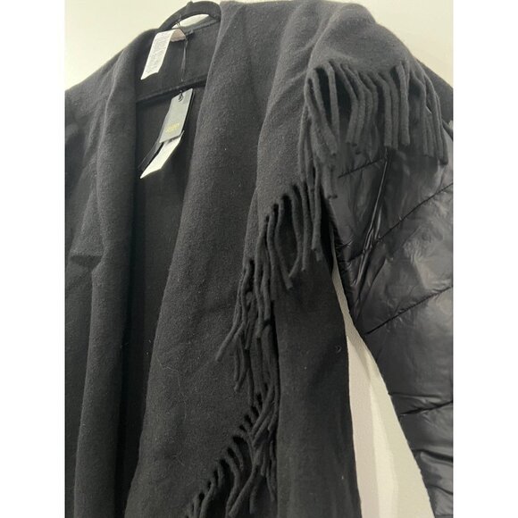 NWT SEVENTY VENEZIA Made In Italy OneSize Black Wool Blend Fringe Cardigan - Picture 9 of 9